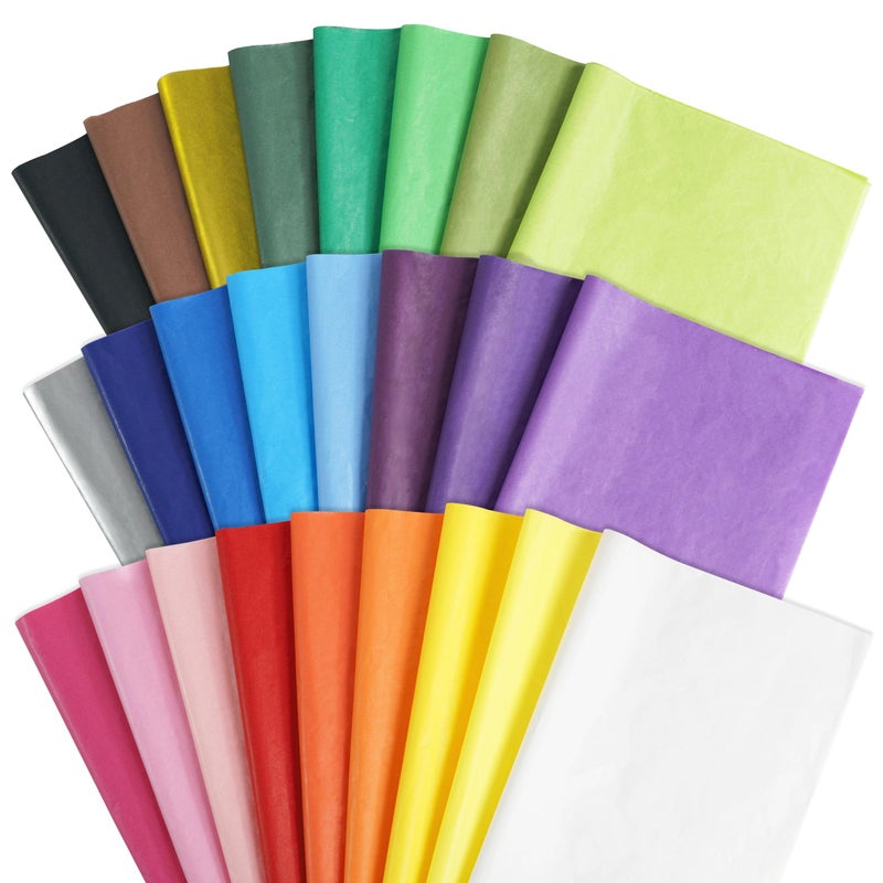 Bobobag 150 Sheets Colored Tissue Paper 20X14 inch Christmas Tissue Paper for Gift BagsGold Silver Red Green Yellow White Black Gift Wrapping25 Colors